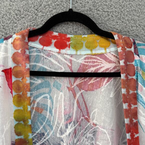 Womens Top Cardigan Tropical Multicolor Burnout open Front Jacket S/M - Picture 4 of 9